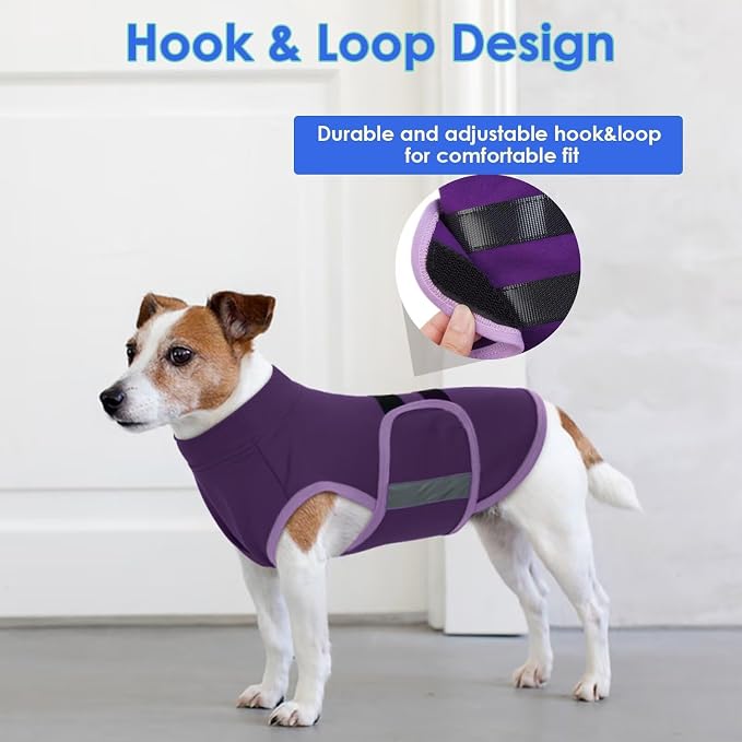 MIGOHI Dog Anxiety Relief Coat,Comfort Anxiety Vest for Dogs,Adjustable Dog Anxiety Calming Wrap for Fireworks,Travel, Separation,Anxiety Jacket for Small Dogs, XS,Purple
