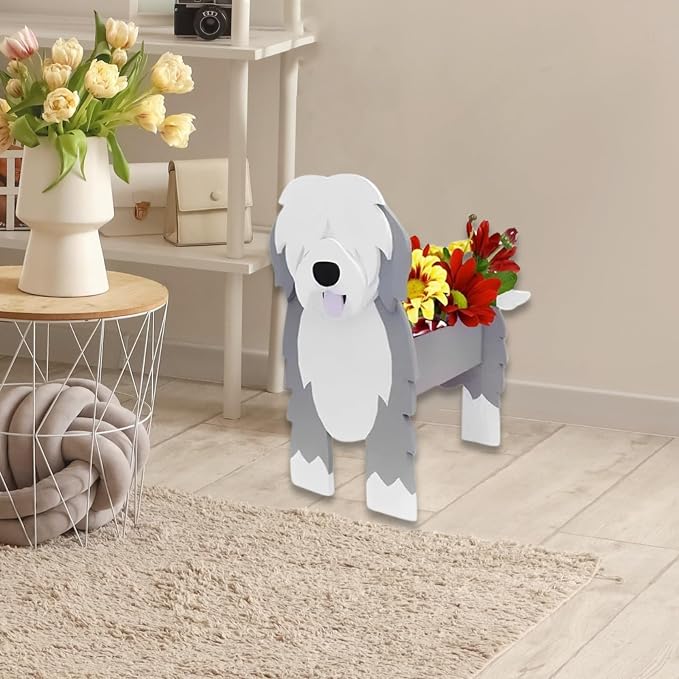 English Shepherd Dog Planter Pots, Animal Shaped Flower Pot