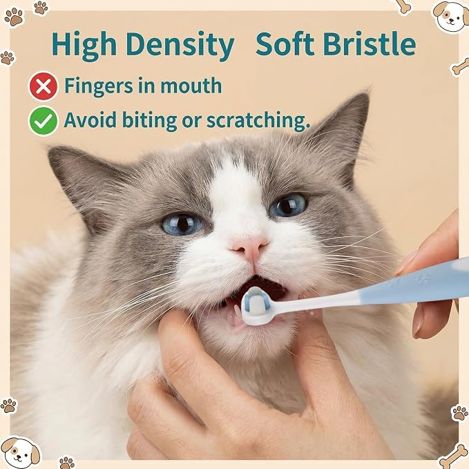 3 Pcs Ultra Soft Nano Dog Toothbrush Kit, Small Breed Pet Toothbrushes 3-Sided Dog Toothbrush Cat Puppy Tooth Brushing Kit Canine Dental Care Set of 3 Different Shapes for Medium Small Dogs