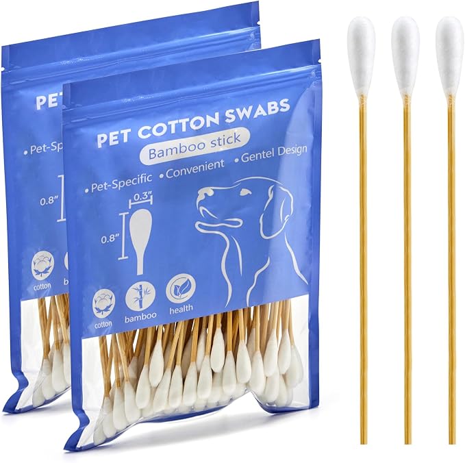 OwnWise 200pcs Extra Large Cotton Swabs, Long Wooden Cotton Swab for Dog Ears Cleaning, Highly Absorbent Big Cotton Balls Jumbo Size with 6 Inch Bamboo Sticks