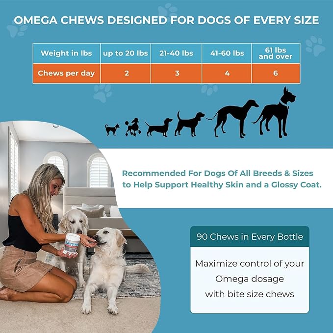 PawMedica Omega 3 Chews for Dogs - Skin & Coat Support, 90 Count