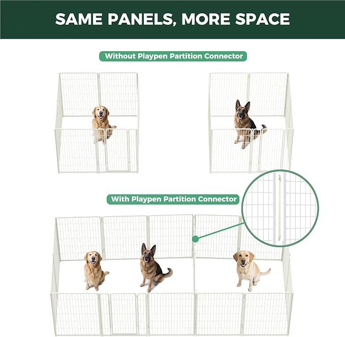 FXW Playpen Connectors, 2-Pack (Playpen Not Included), Accessories Only fit FXW Homeplus/Rollick/Instant 45"/50" Height Dog Pen, White│Patent Pending
