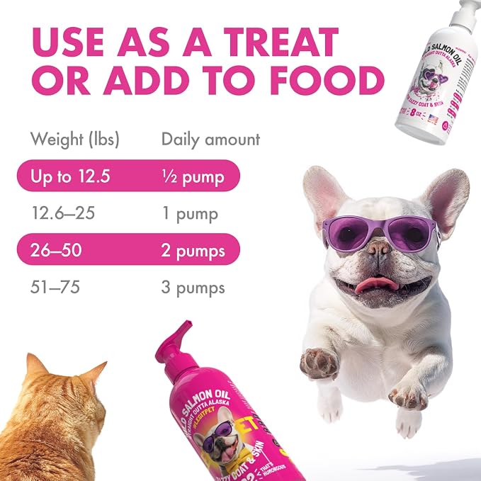 Wild Alaskan Salmon Oil for Dogs & Cats - Pure Fish Omega 3 6 9 Liquid EPA DHA Fatty Acids - Skin & Coat Supplement - Supports Joint Function, Brain, Eye, Immune & Heart Health - Made in USA 8 oz