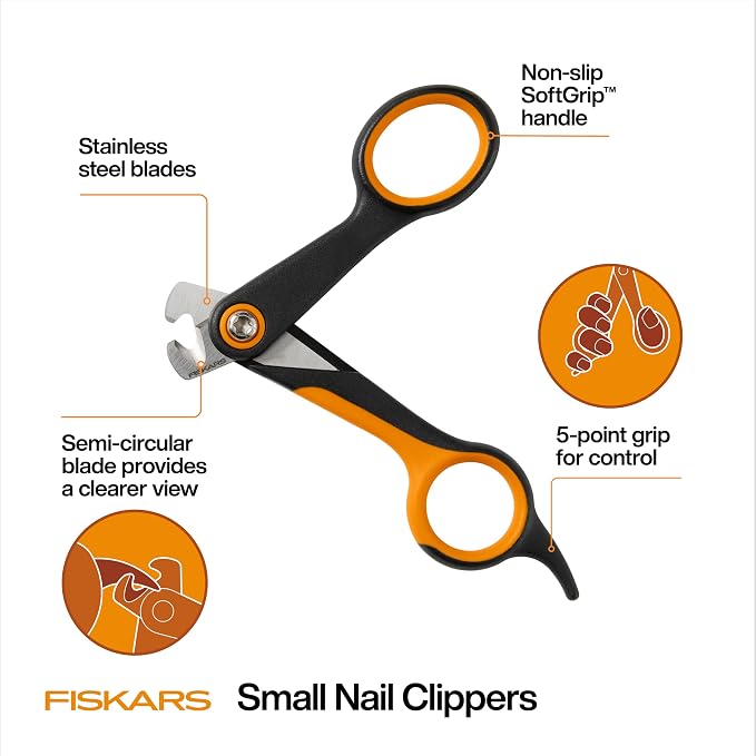 Fiskars Small Pet Nail Clippers, 4.25in, Orange/Black