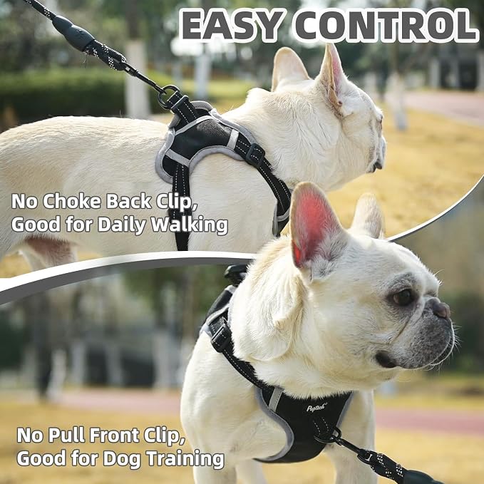 PUPTECK Dog Harness Small Sized Dog, Step in Adjustable Reflective Dog Vest Harness Escape Proof, No Pull Soft Padded Harness Easy Control, Black, XS