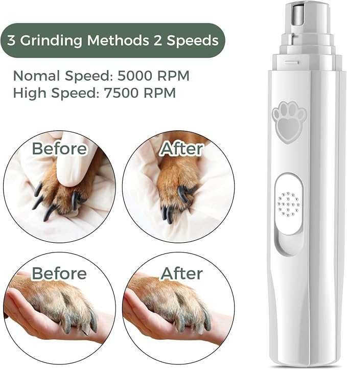 VIWIK 2-Speed Dog Nail Grinder, Upgrade Professional - White