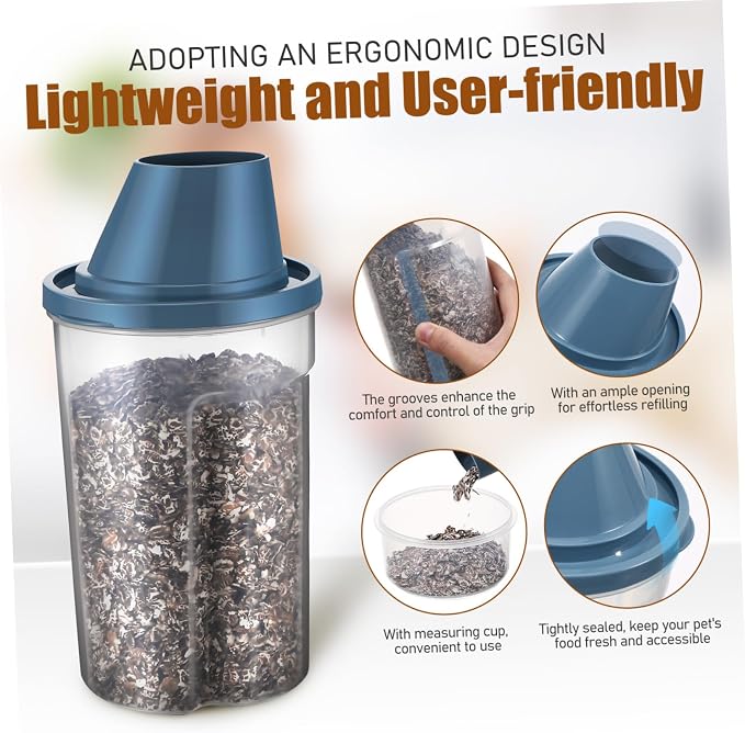 BESPORTBLE 6pcs Cat Food Bucket Airtight Lids Pet Food Storage Container No Spill Tightly Sealed Easy to Handle for Dogs Cats