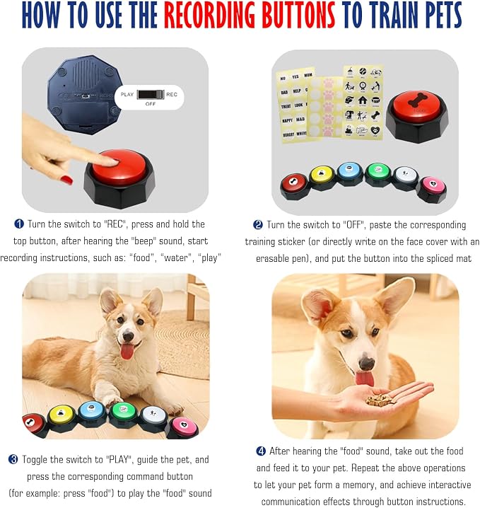 Dog Buttons for Communication, 6 Color