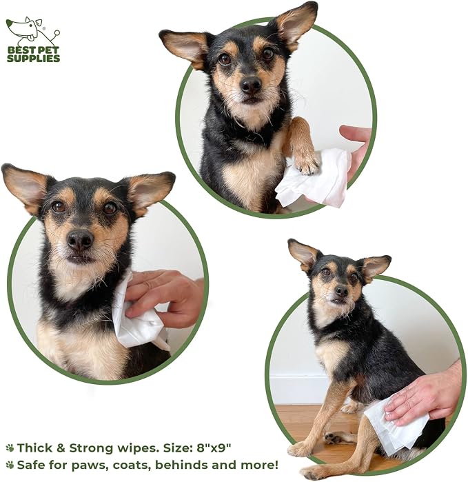 Best Pet Supplies Pet Grooming Wipes for Dogs & Cats, Tea Tree