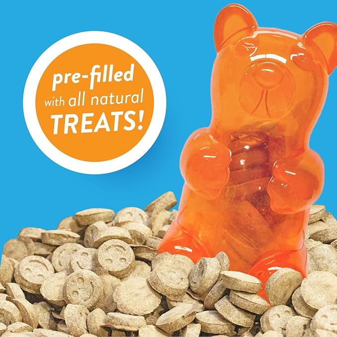 Spunky pup Spunky Bear Interactive Dog Toys with Treats Included - Treat-Holding Puzzle for Boredom & Stimulation - Peanut Butter Flavor - Dishwasher Safe - Assorted Neon Colors- Medium