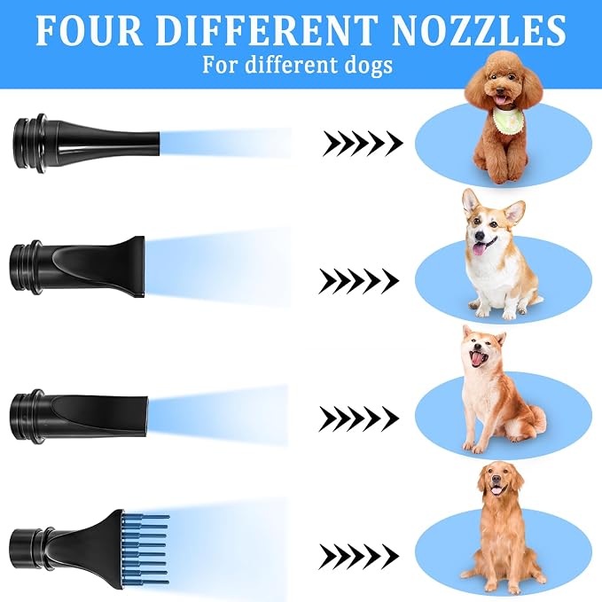 Dog Dryer for Large Dogs, 5.2HP 3800W High Velocity Pet Hair Dryers | with Heater for Grooming, Spind Temperature Adjustable Pet Dryer Machine with 4 Nozzles Secadora para Perro (Beige)