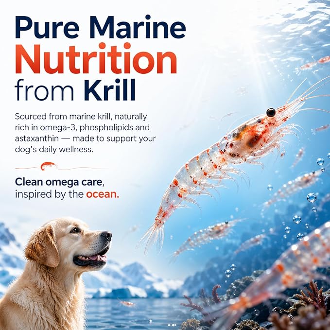 Krill Oil Omega 3 Supplement for Dogs, Allergy & Itch Relief, Skin and Coat Support for Shedding, Softgels for Joint Health with EPA DHA & Astaxanthin, 180 Count
