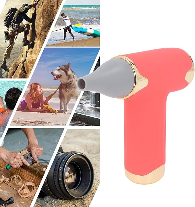 Tbest Pet Hair Dryer, High Speed 4 Levels Wind Bladeless 60W Electric Hair Dryer Handheld Dust Blower for Cats Dogs (Red