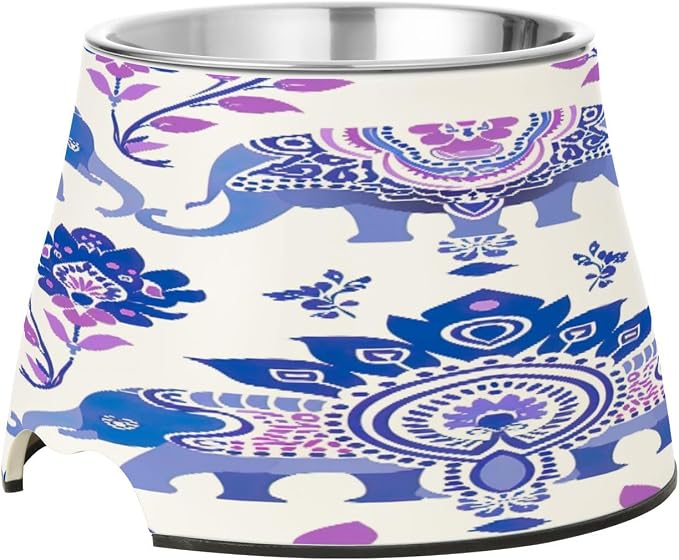 YETTASBIN Elephant Twig Elevated Dog Bowls, Prevention of Vertebrae Disease Raised Dog & Cat Bowl Stand with Removable Stainless Steel Bowls, Non-Slip Spill-Proof Pet Food & Water Bowl Dish