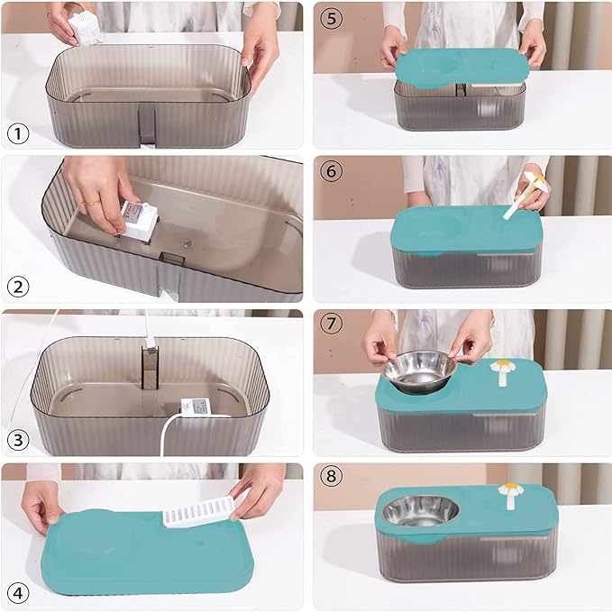Cat Fountain Water Bowl Stainless Steel, 101oz/3L Automatic Pet Water Fountain, Dog Water Dispenser Cat Feeding Watering Supplies with 2 Filters for Cats, Dogs, Pets Blue