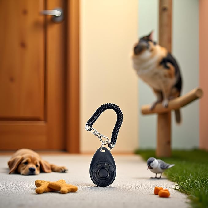 Black Dog Training Clicker with Wrist Strap Resistant Lightweight Pet Training Clicker for Cats Puppy Birds Horses Perfect for Behavioral Training Training Clickers