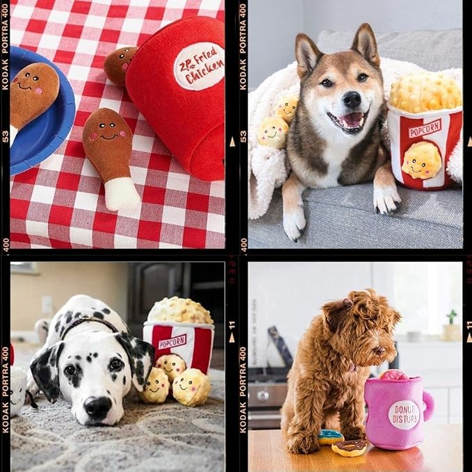 ZippyPaws Burrow Interactive Dog & Puppy Toys for Boredom - Hot Cocoa | Stimulating Pet Products to Keep Them Busy, Hide & Seek Plush Puzzle, Enrichment Squeaky Toy for Small & Medium Dogs