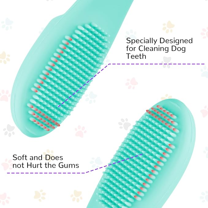 Qianyu Dog Toothbrush Soft Silicone Finger Toothbrush Dog Tooth Brushing Kit Cat Tooth Brush Teeth Cleaning Dental Care for Small and Large Pet 4 Pack