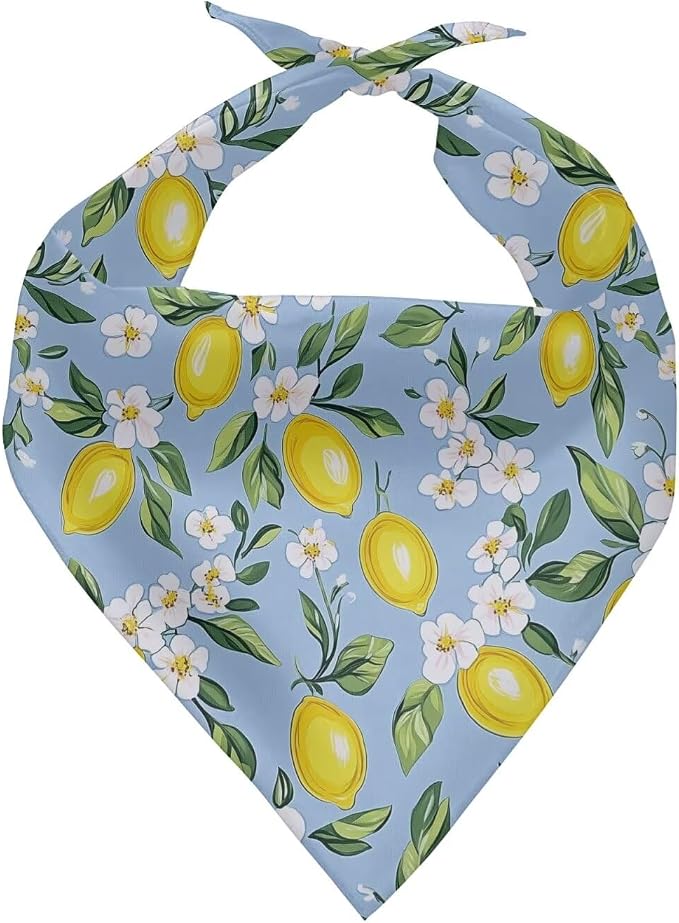 Forchrinse Lemon Dog Bandanas, One Size, Polyester, Lemon
