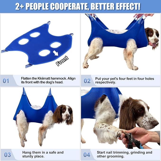 Kkiimatt 10-in-1 Pet Grooming Hammock with Nail Clippers