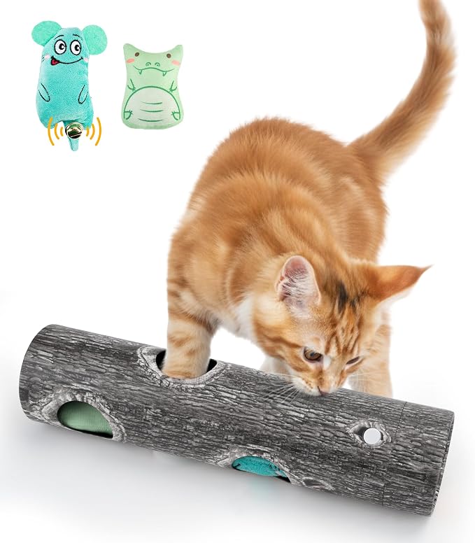 Homrich Interactive Cat Puzzle Enrichment Toy Hide & Seek with Plush Catnip | Self-Play Fun for Indoor Cats Engages Natural Hunting Instincts Relieves Boredom Provides Mental Stimulation & Exercise