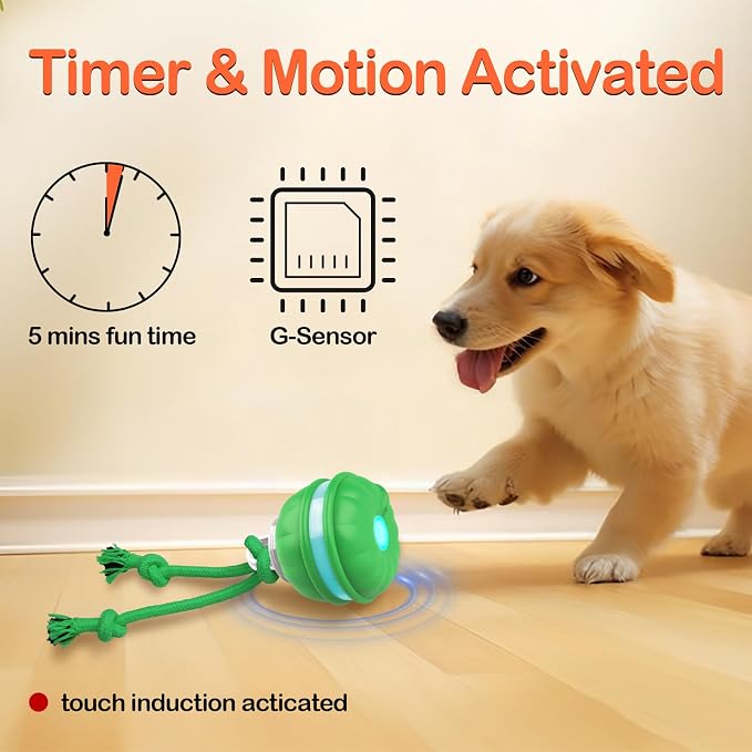 Interactive Dog Toys Rolling Ball for Puppy,Peppy Pet Ball for Dogs, | Motion Activate,Automatic Moving Dog Toy,USB Rechargeable Toy for Small Dogs