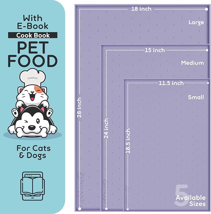 Dog Food Mat - Raised Edges Dogs Mat for Food and Water Prevent Spill, Waterproof Cat Food Mats Protect Floors, Easy Clean Dog Bowl Mats for Food and Water, Silicone Pet Food Tray