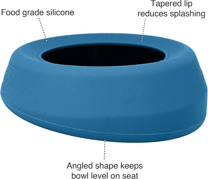 Kurgo Splash Free Wander Dog Water Bowl, 24oz, Coastal Blue