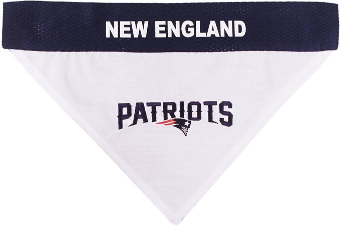 Pets First NFL New England Patriots Reversible Bandana Size XX-Large for Dogs & Cats. 2 Sided Sports Bandana, Premium Embroidery Team Logo, Many NFL Teams Available