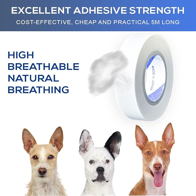 Ear Tape for Dogs, 5 Pack, 0.5 inch (12mm)