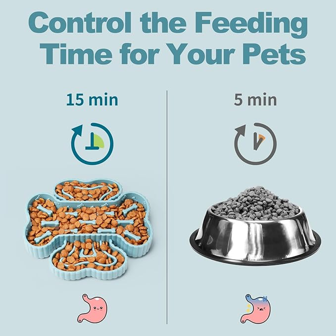 2 in 1 Slow Feeder Dog Bowls, Slow Food for Dogs with Suction Cups, Dry and Wet Interactive Dog Puzzle Feeder Bowls for Anxiety Relief, Silicone Dogs Feeding Mat Pad Dish for Slow Down Eating