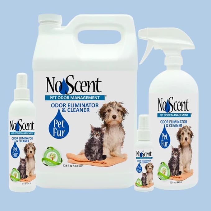 No Scent Pet Fur Odor Spray & Rinseless Cleaner for Dog, Cat, Hamster, Small Animal & Furry Pets (128 Fl Oz / 1 Gallon)