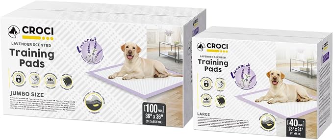 CROCI Dog Pads Lavender Scented 28x34in 40 Counts, 36x36in 100 Counts