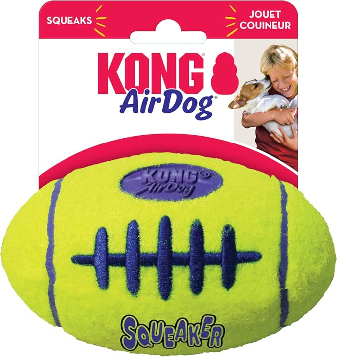 KONG - AirDog® Squeaker Football - Squeaky Bounce and Fetch Toy, Tennis Ball Material - For Medium Dogs