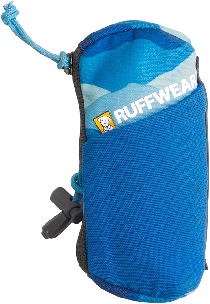 Ruffwear, Stash Bag Mini Dog Poop Bag Holder, Compact Leash Pouch with 2-Strap Attachment, Zip Pocket Fits Standard Roll, Side Slot, Grippy Starter Pad, Cinch Poop Loop, Mesh Pocket, Coastal Mountains