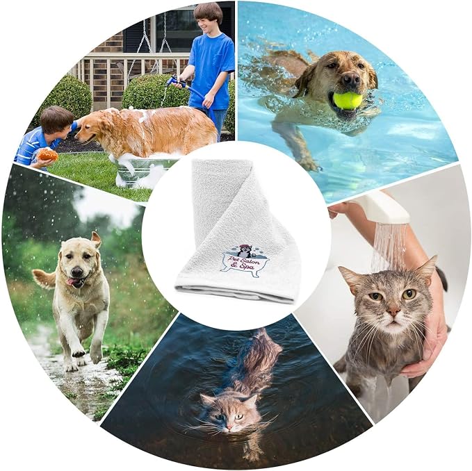 DAN RIVER Dog Towel - Pack of 1, 100% Cotton, 20x40, Ultra Soft 450 GSM, Super Absorbent & Quick Drying Towel for Dogs, Cats, and Other Pets, White Pet.