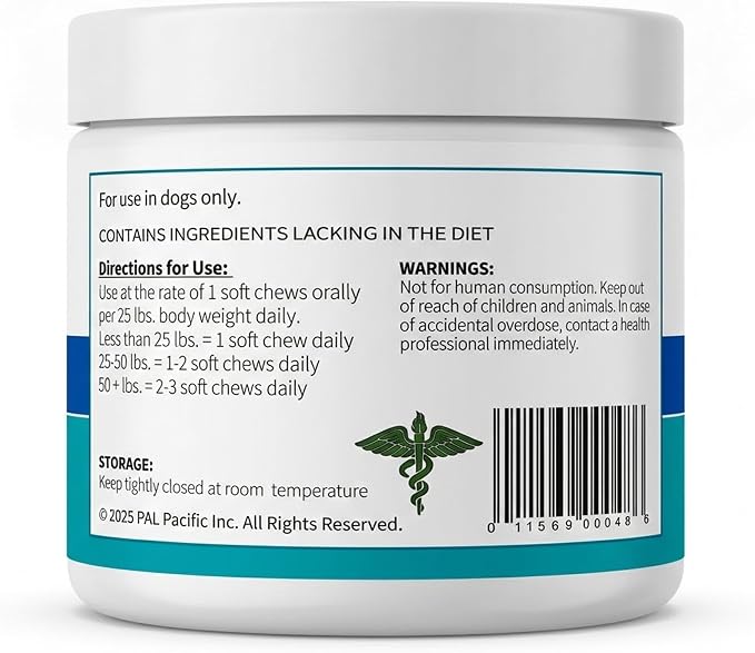 Dog Multivitamin Chews - Glucosamine, Probiotics, Salmon Oil, Mushroom Blend & Ashwagandha - Daily Dog Vitamins for Immune, Joint, Skin, Gut and Energy Support - Made in USA - 60 Count