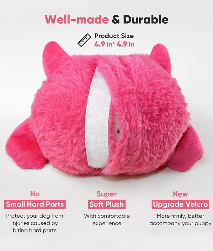 Petbobi Interactive Dog Toys for Small Medium Breeds Moving Barking Ball | Bobby motor action, Auto rolling design, Boredom buster, Stimulating play, Plush monster, Washable cover, USB rechargeable