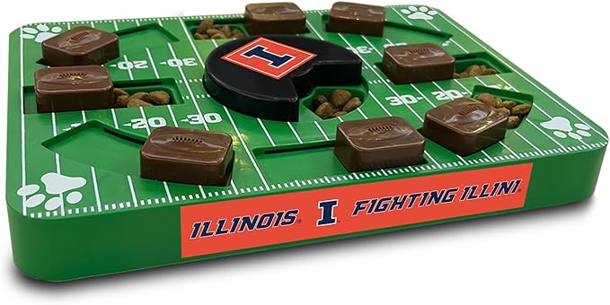 NCAA Puzzle Toy Slow Feeder, Puzzle Treat Dog Toy, Interactive Dog Treat Toy, Dog Puzzle Feeding Slow Toy (Illinois Fighting Illini)