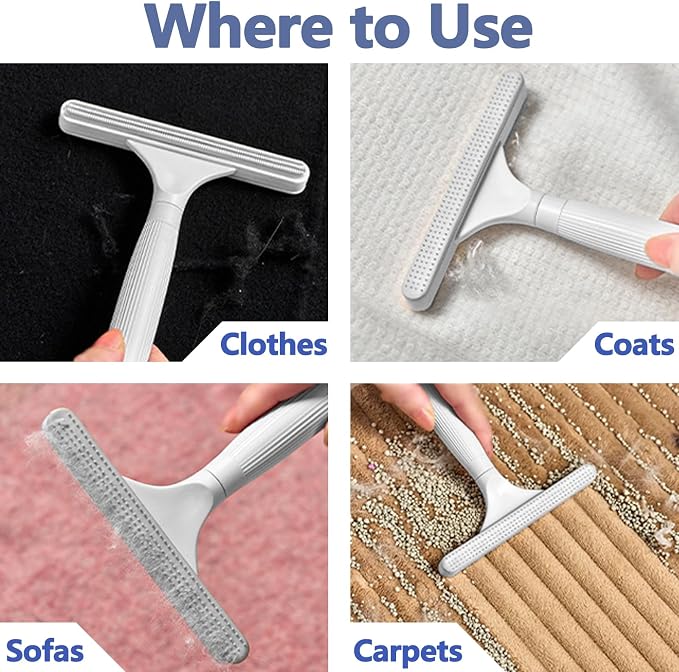2 Pack Portable Pet Dogs Cats Hair Remover Lint Removal Shaver Tool Fur Scraper Carpet Rake for Couch Furniture Car Mats Fabric Sofa Clothes Bedding