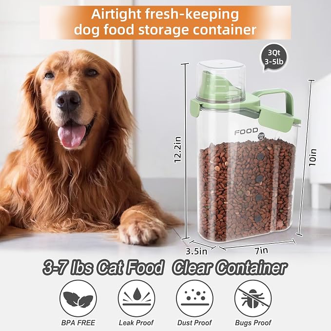 LEAWALK Dog Food Storage Container, Green