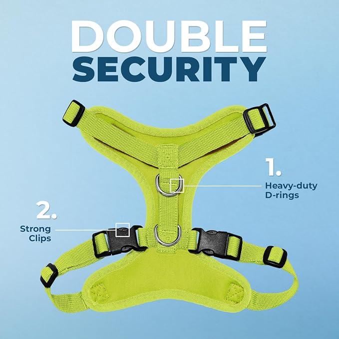 Voyager Step-in Lock Dog Harness - Lime Green, Large | 20 - 25" in Chest, Adjustable, Breathable Air Mesh, Lightweight for Daily Walks, Strong Clips, Heavy Duty D-Ring