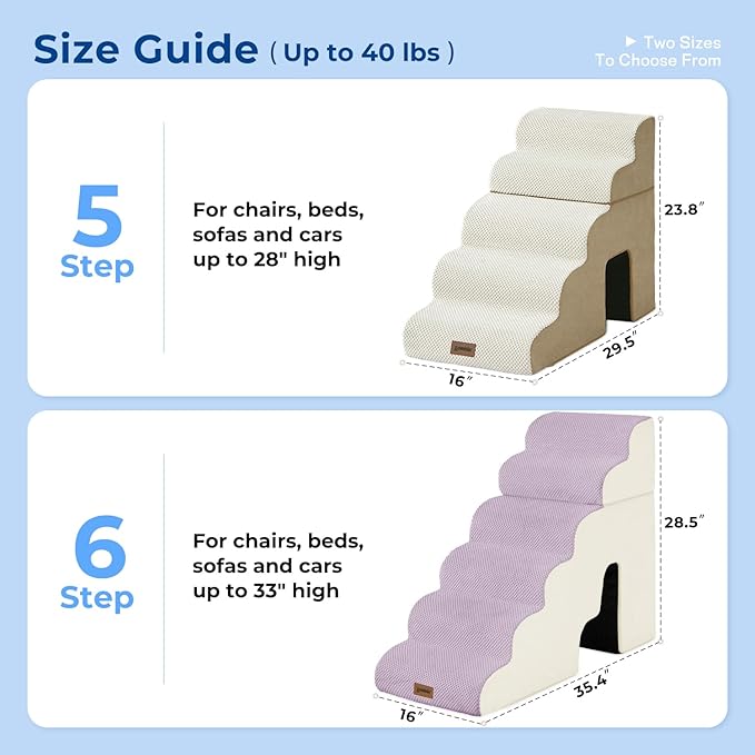 ZOMISIA Dog Ramp for Large Dogs - 24"H 5-Step Pet Stairs for High Beds with Tunnel, 2-in-1 Design with Zippers, Suitable for Indoor Cat Ladders with Non-Slip Bottom, Beige