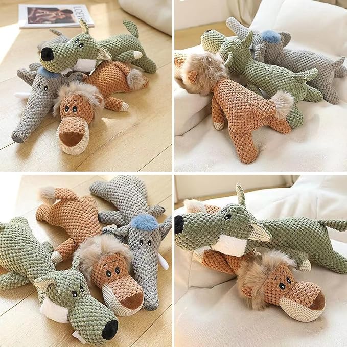 ROWPOZ Dog Plush Toys for Aggressive Chewers, 2026 New Indestructible Dog Squeaky Toys Dogs Puppy Chew Toys, Durable Chew Toys Dogs Plush Toy to Keep Them Busy (Grey Elephant)