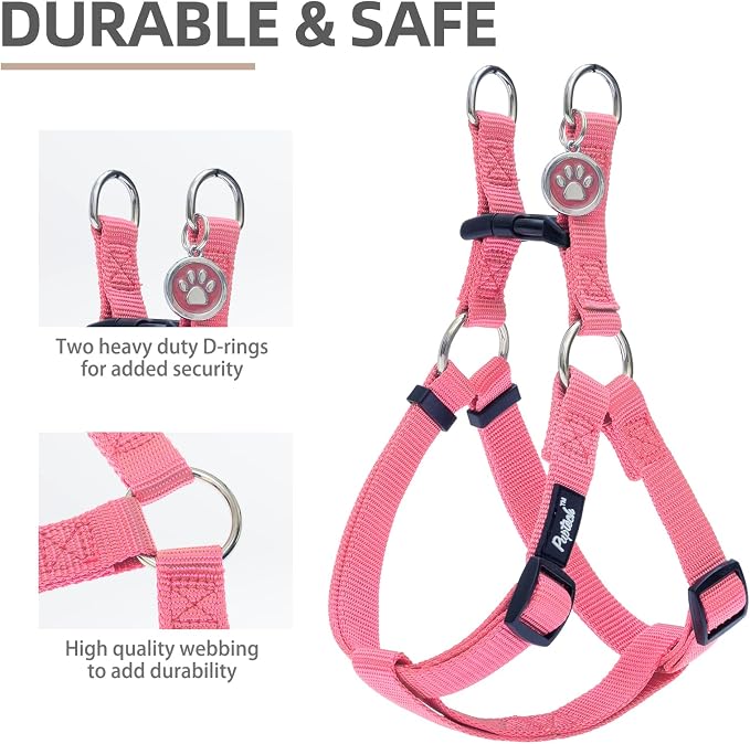 PUPTECK No Pull Dog Harness Medium Sized Step-in Adjustable Puppy Vest | Soft Webbing Basic Halter with ID Tag for Outdoor Walking