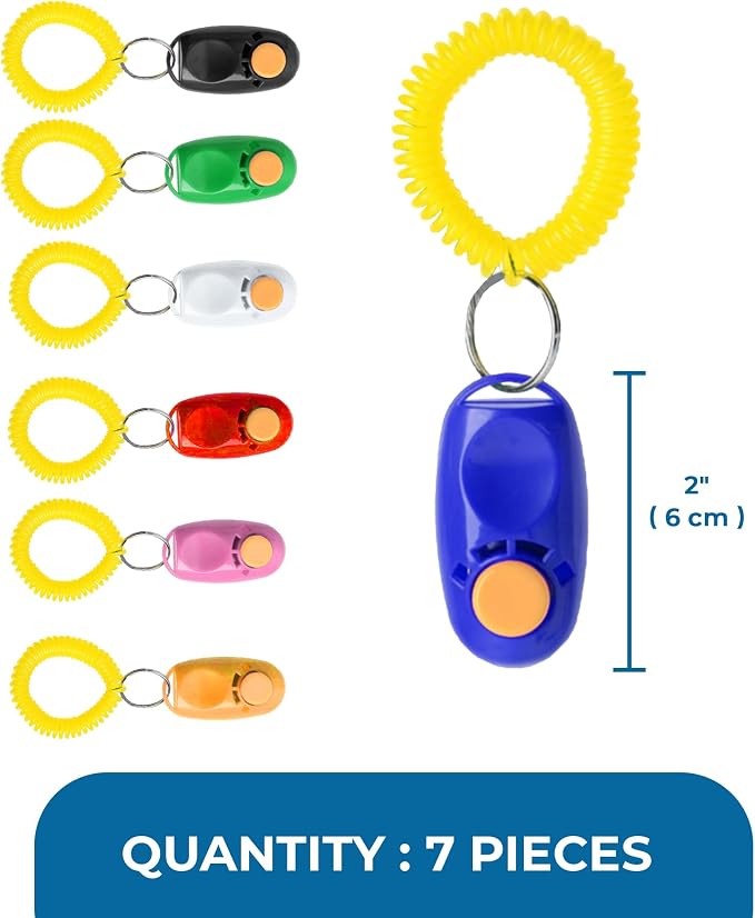SunGrow Dog Clicker with Wrist Bands, 7 Pack