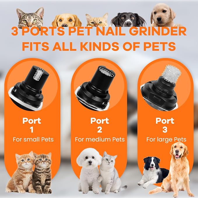 Tife Dog Nail Grinder,2 Speed Electric Rechargeable Dog Nail Trimmer,Quiet and Low-Vibration Pet Nail Grinder,Painless Dog&Cat Grooming Supplies for Large Medium Small Pets