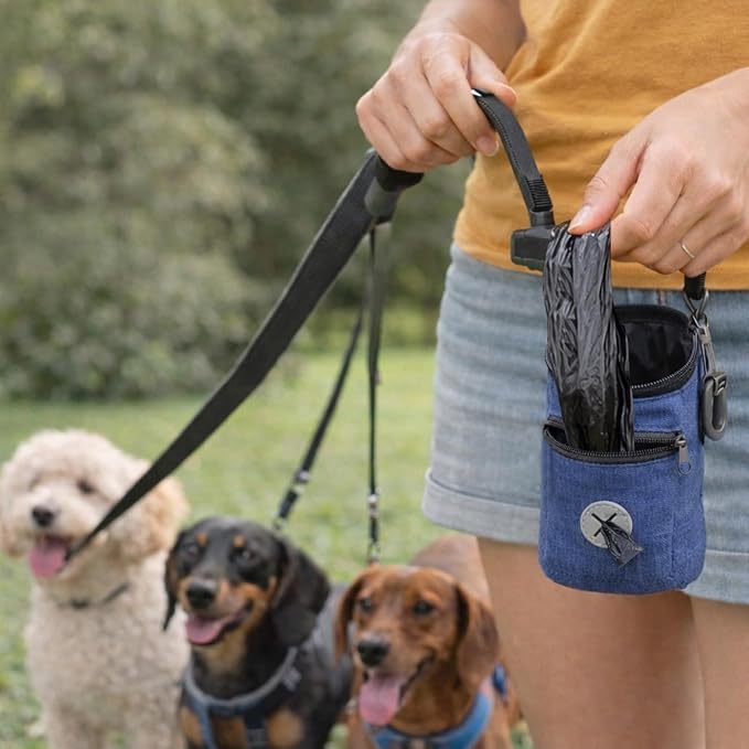 Dog Poop Bag Holder for Walking with Waste Bag Dispenser, Portable Wearable Dog Poop Carrier, Clip Easy-Attach to Leash/Harness/Waist, for Storing Used Doggie Waste Bags Without Spills