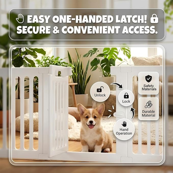 Dog Playpen with Door, Portable Large Puppy Playpen for Indoor & Outdoor Use, Tool-Free Assembly Modern Pet Play Pen for Dogs, Cats & Rabbit Cage