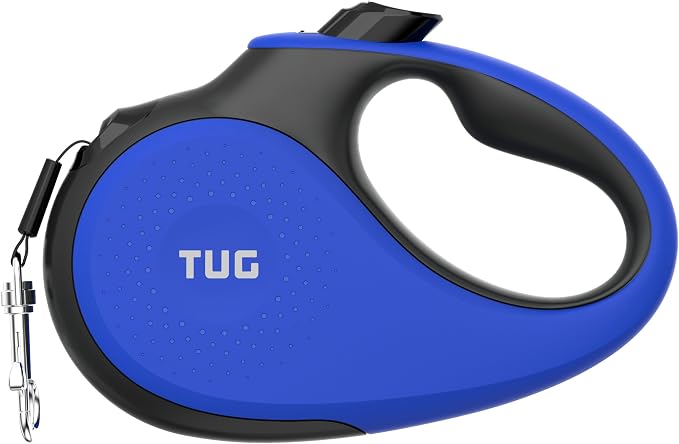 TUG Tiny Retractable Dog Leash, 10 ft (Extra Small, Blue) | 360° Tangle-Free Retraction, 10 ft Tape, Quick Thumb Lock, Anti-Slip Handle, For Pets Under 26 lbs